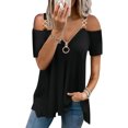 thumbnail image 4 of WISEFIN Womens Casual Solid Color Short Sleeve Ziper T-Shirt Tops Size S-2XL, 4 of 4