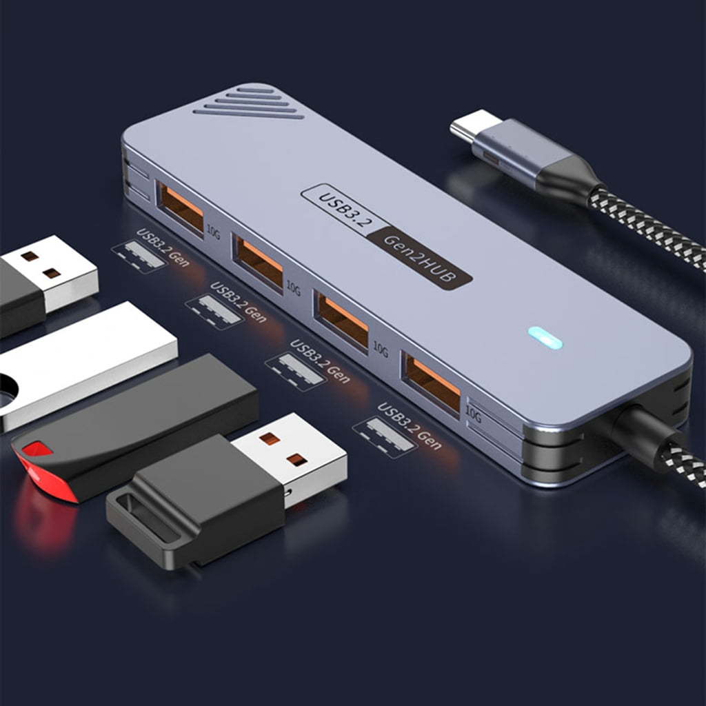 Gieenan 4Port USB C Hubs Aluminum USB3.2 Expander 10Gbps Data Transfer Adapter for Laptop Desktop PC Mobile Phones Devices