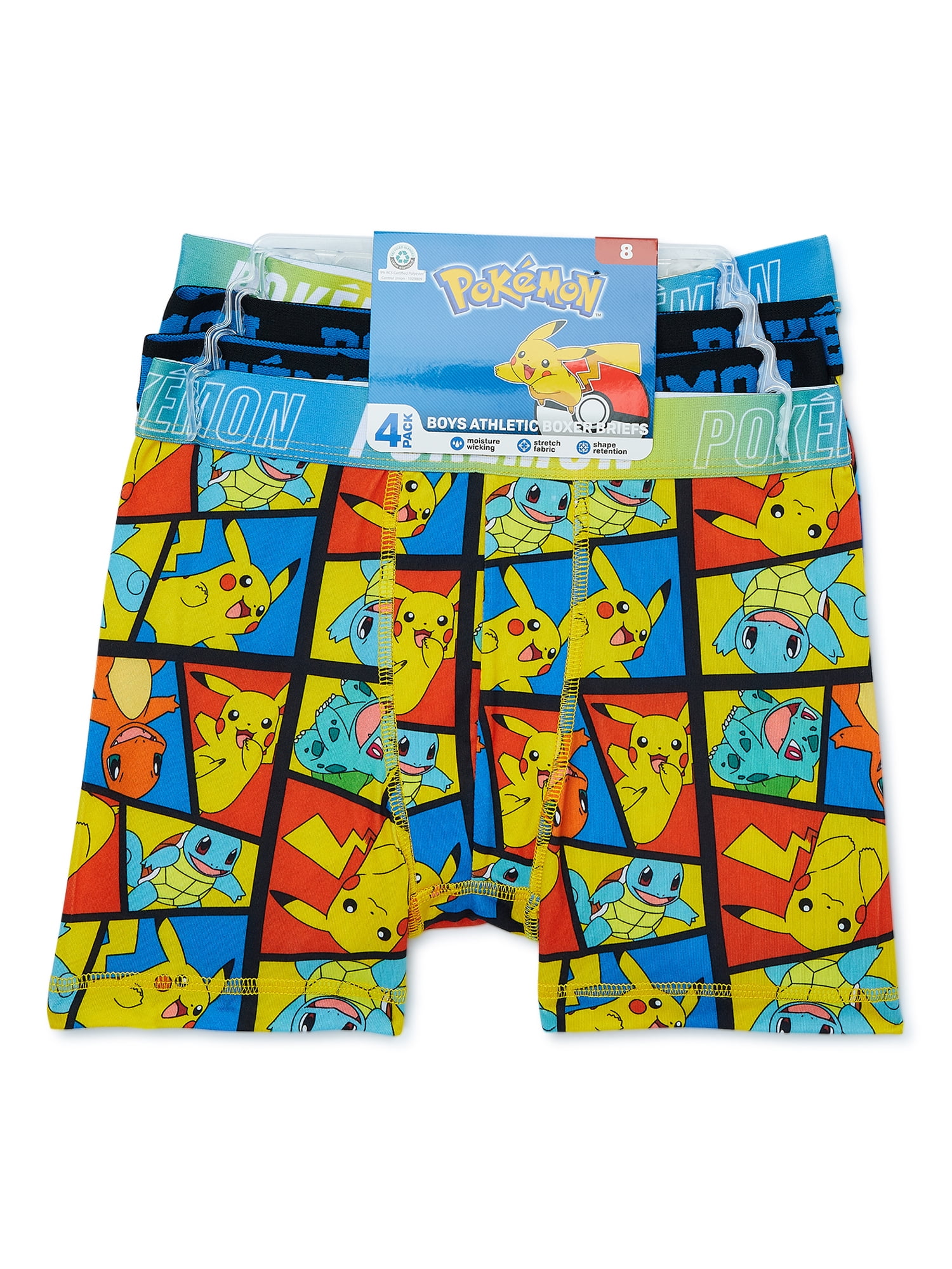 Pokémon Boy's Boxer Briefs Underwear, 4-pack, Sizes XS-XL