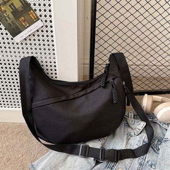 Crossbody Bag, Small Crescent Sling Bag for Women, Casual, Lightweight Nylon