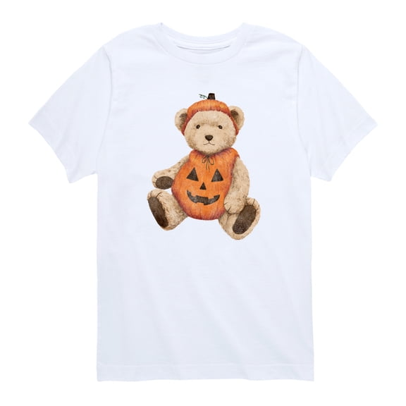 Instant Message - Pumpkin Teddy Bear Toddler Boys' Toddler Short Sleeve Graphic T-Shirt