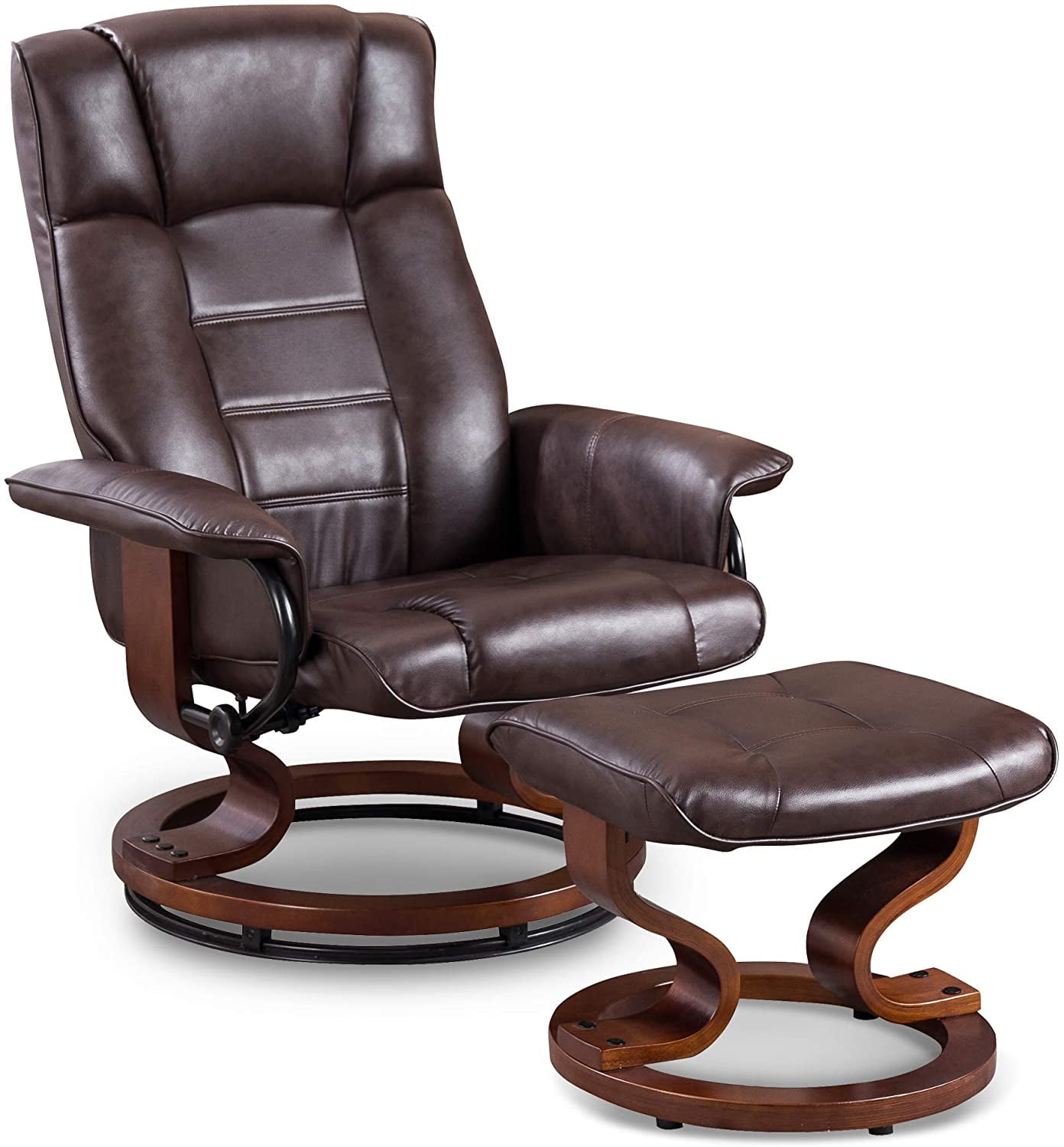 Leather Soft Swiveling Recliner Chair With Wrapped