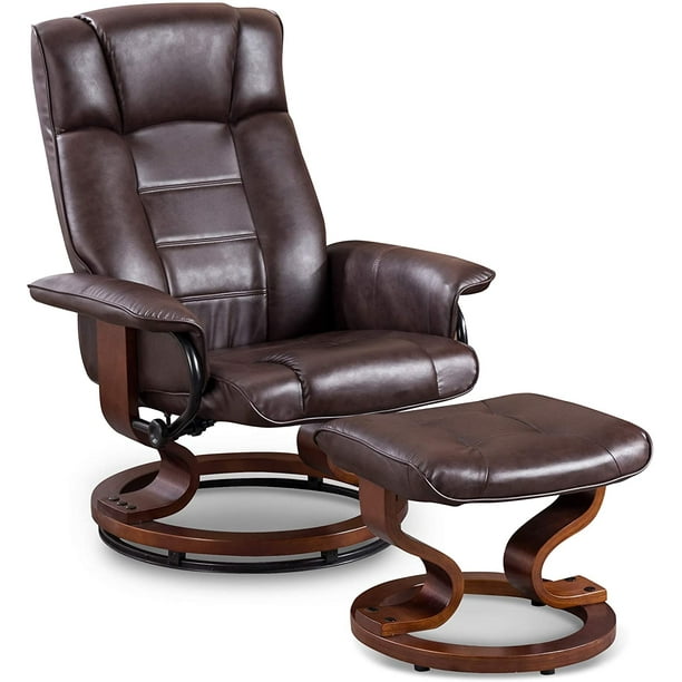 Mcombo Leather Soft Swiveling Recliner, Homcom Massage Recliner Chair With Heat And Ottoman Leather Wrapped Base Brown
