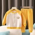 thumbnail image 4 of Esaierr Toddler Newborn Boys Girls 2Pcs Autumn Winter Underwear Set Baby Long Sleeve Cardigan Sleep Top + Elastic Pants Baby Sports Casual Therma Pjs 2 Piece Outfits for 3M-24M, 4 of 8