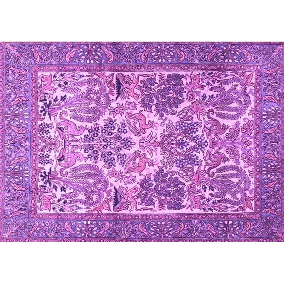 Ahgly Company Indoor Rectangle Animal Purple Traditional Area Rugs, 7' x 9'