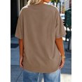 thumbnail image 6 of Short Sleeve Women's Plus Size Solid Color V-neck Casual Loose T-shirt Tops, 6 of 7