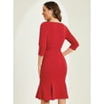 thumbnail image 3 of DARING DIVA Boat Neck Half Sleeve Pleated Business Elegant Dresses S Red, 3 of 6