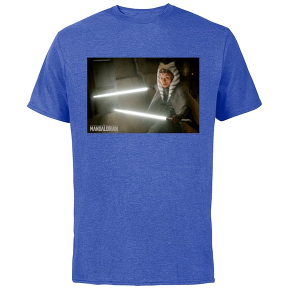 Star Wars The Mandalorian Ahsoka Tano Lightsaber Battle - Short Sleeve Cotton T-Shirt for Adults - Customized-Royal Heather