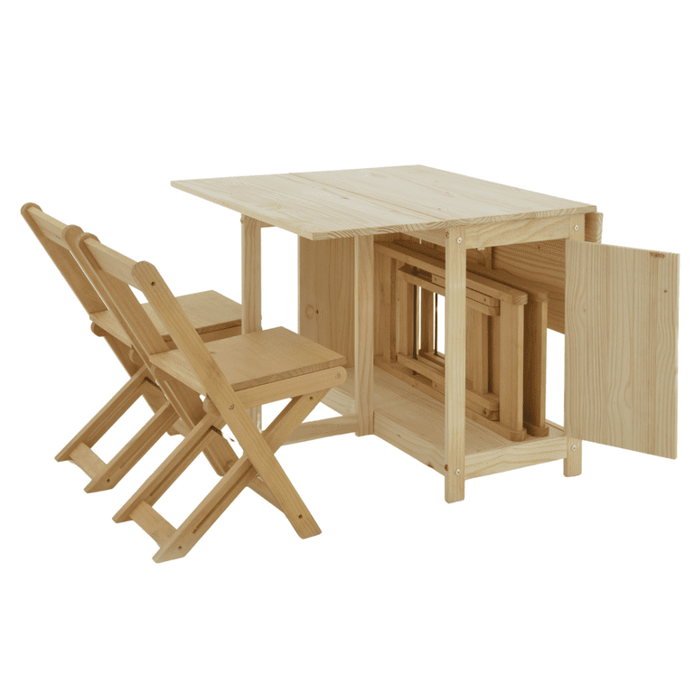 Solid Wood Tuck Away Dining Table and Chairs Set Perfect for