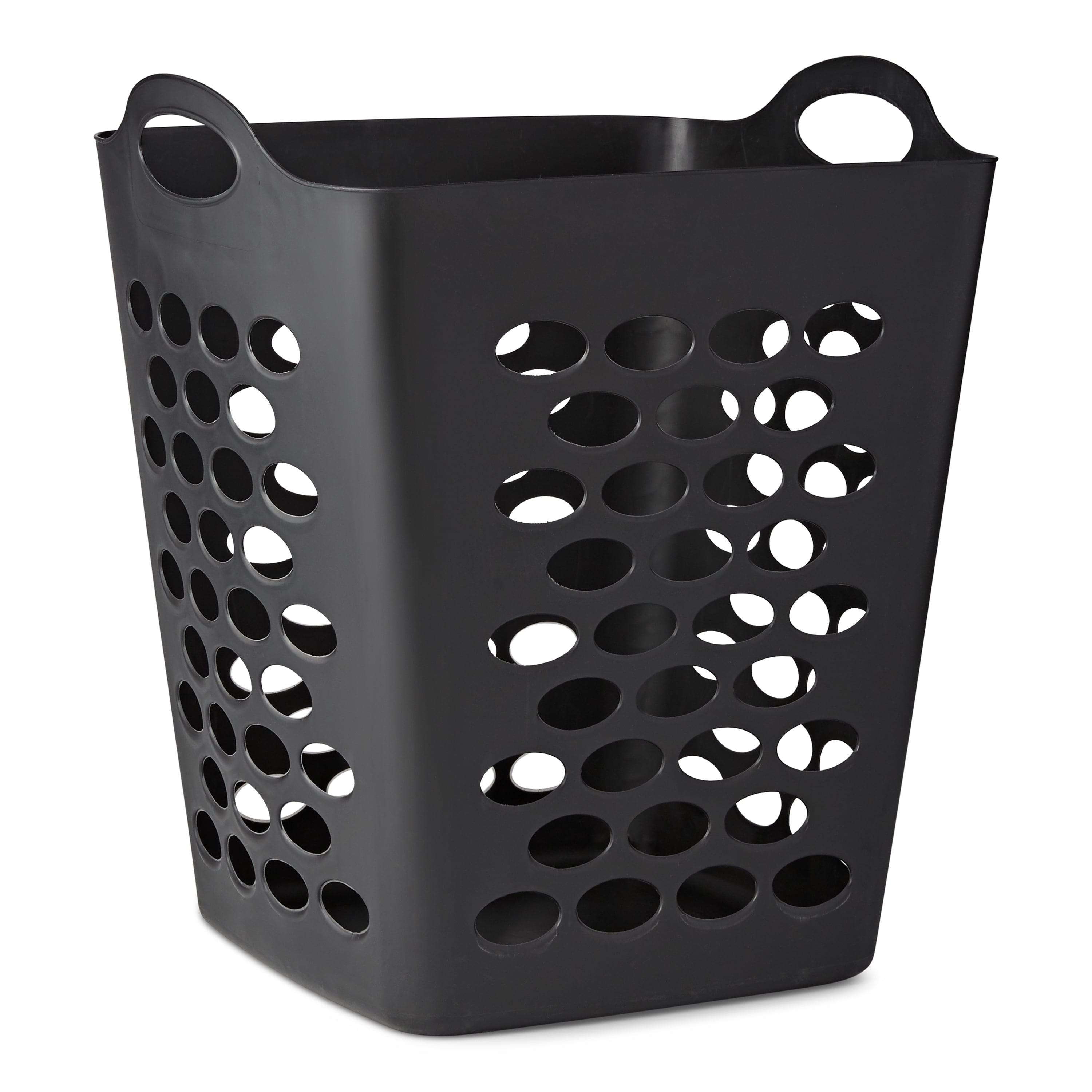 Black Bushel Mainstays Flexible Laundry Hamper 20" Plastic Storage Basket 