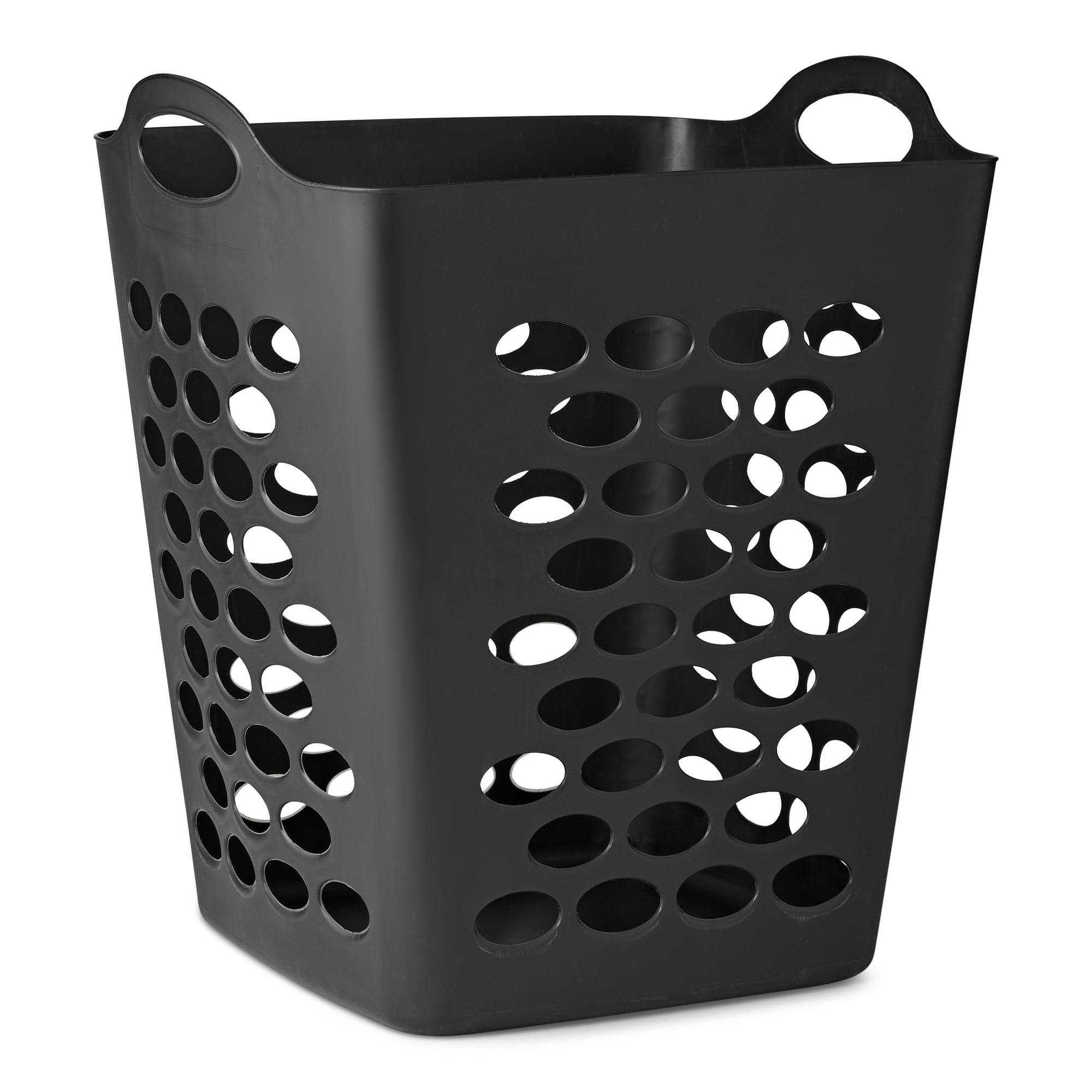 Mainstays Flexible Square Laundry Hamper, Black Plastic