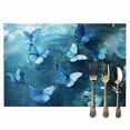 thumbnail image 2 of Coastal Placemats Set of 2, Vintage Butterfly Ocean Table Mats Washable Heat-Resistant Non-Slip Place Mats for Kitchen Dinner Table Indoor Outdoor Decor,13x19 Inch Blue, 2 of 9