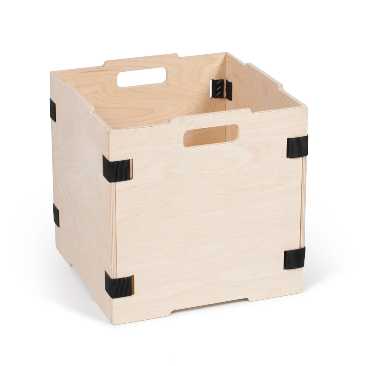 Stackable Wood Cube Storage Boxes Black Set of 2 Boxes and 2 Lids