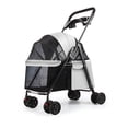 thumbnail image 2 of Tereitr Pet Stroller for Small Dogs & Cats, 4 Wheel Outdoor Travel Folding Dog Stroller with Cup Holder, Visible Mesh Windows, Rear Wheel Brakes, Pets Up to 33 lbs, Grey, 2 of 9