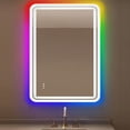 thumbnail image 1 of ANDY STAR 24''x32'' LED Bathroom Mirror, Rounded Lighted Bathroom Mirror RGB Backlit and Front lit,Stepless Dimmable, Memory, Anti-Fog, Lighted Vanity Mirror Wall Mounted White Metal Frame, 1 of 8