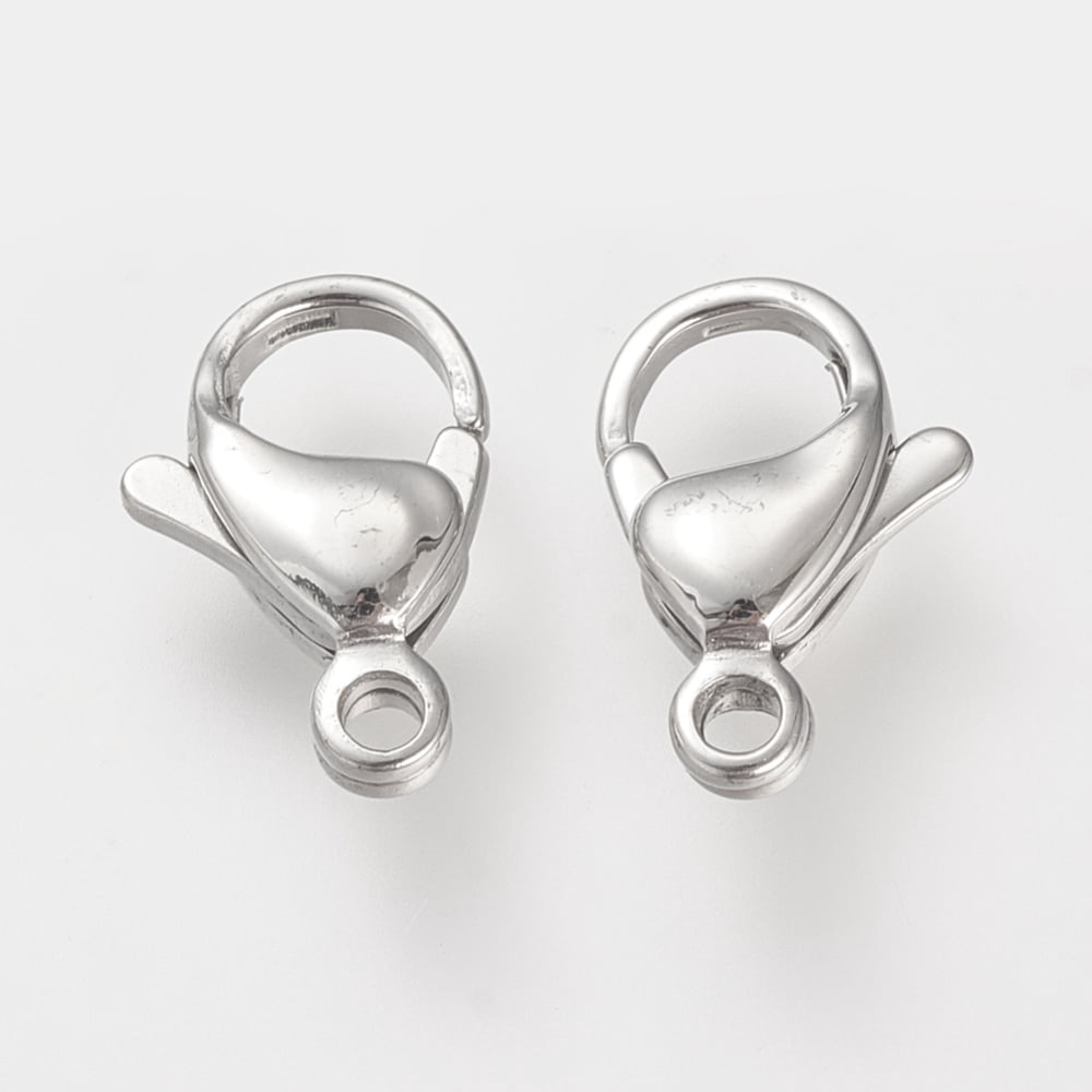 Resistant 304 Stainless Steel Lobster Claw Clasps Parrot Trigger Clasps Stainless Steel Color 9x6x3mm Hole: 1mm DIY
