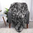 thumbnail image 2 of PiccoCasa Luxury Shaggy Faux Fur Throw Blanket for Sofa Couch, Dark Gray 50"x60", 2 of 8
