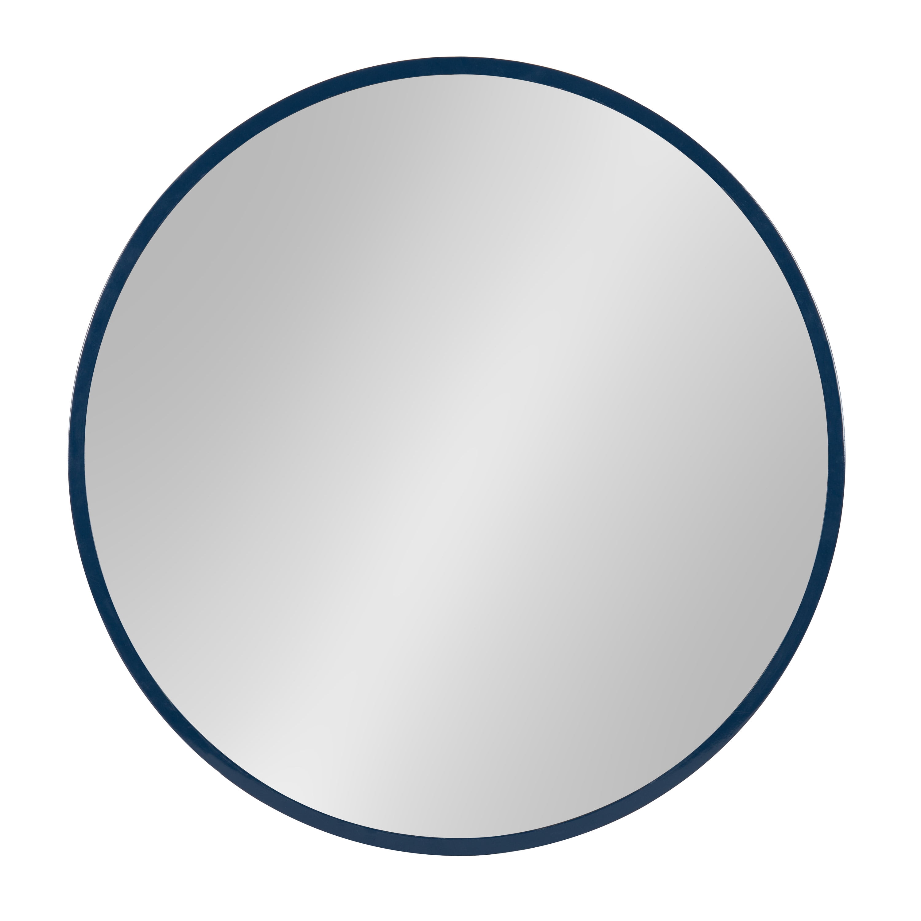 Kate and Laurel Travis Round Wood Wall Mirror, 21.6" Diameter, Navy Blue, Modern Wall Décor Accent