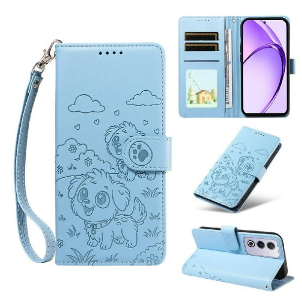 Funda Cartera GANGXUN con Diseño de Perrito en Relieve para OPPO A3 Pro 5G , Protección 360° con Ranuras y Correa Desmontable