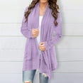 thumbnail image 2 of Cardigan Sweaters For Women Solid Color European American Mid Length Coarse Knit Cardigan Polyester Spandex Blended Cardigan Outerwear Jackets 1X Purple M Sweaters For Women, 2 of 6