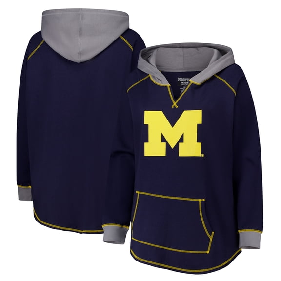 Women's Fanatics Navy Michigan Wolverines Plus Size Boom Pullover Hoodie
