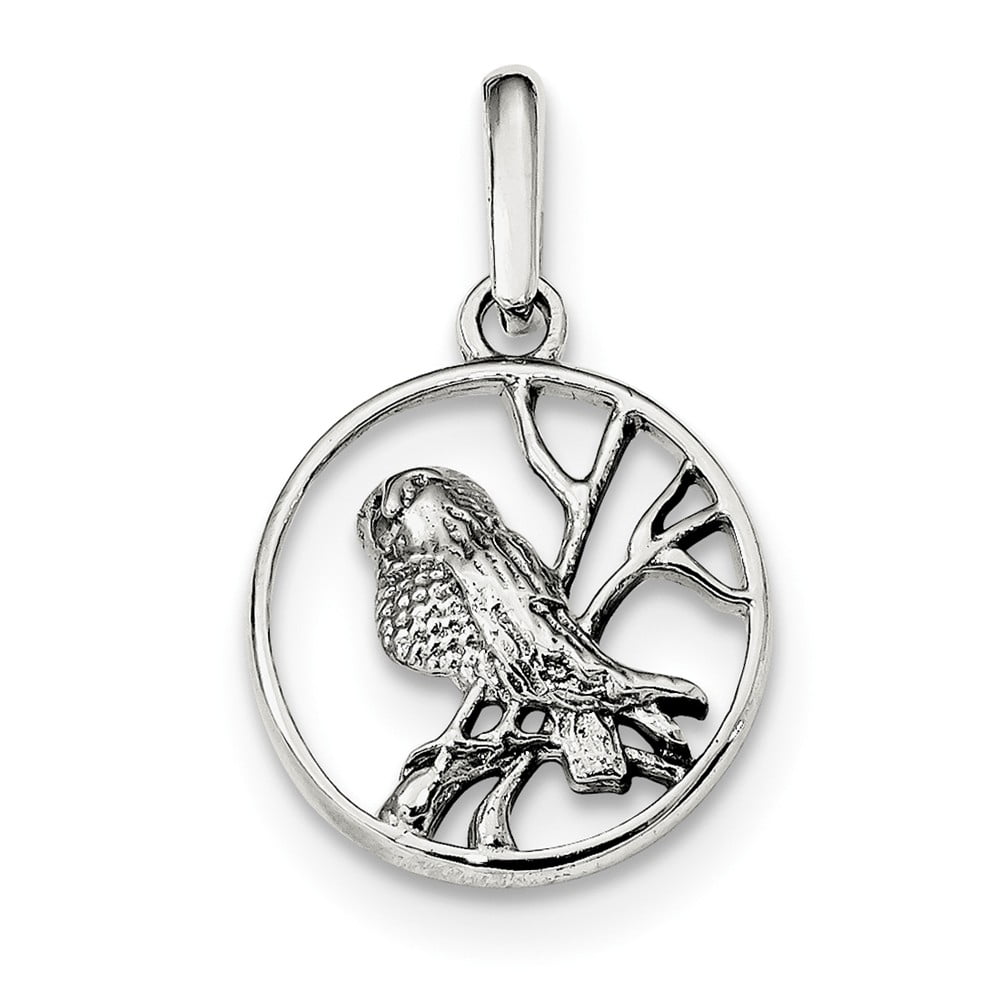 Solid 925 Sterling Silver Clear and Champagne CZ Cubic Zirconia Bird Pendant Charm 35mm x 27mm