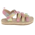 thumbnail image 3 of Laura Ashley Girls Buckle Hook And Loop Footbed Sandals (Toddler Sizes), Pink Multi, 9, 3 of 7