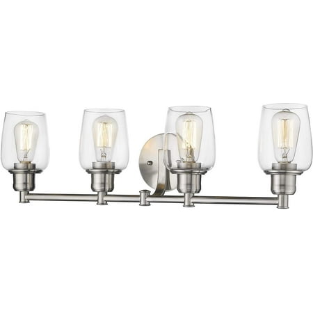 

4-Light Vanity Lights Brushed Nickel Modern Bathroom Lights with Clear Glass Shade 6005-4 BN