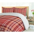 thumbnail image 5 of Ambesonne Checkered Duvet Cover Set, White Lines and Cells, 2-Calking, Dark Coral Orange White, 5 of 7