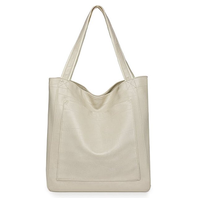 Bolso Mano Mujer PU Cuero Vegano Color Sólido Chic Hobo Bag