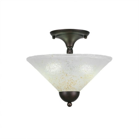 - Toltec Lighting Toltec 2 Bulb Semi Flush Mount Shown In Bronze Finish With Glass Shade