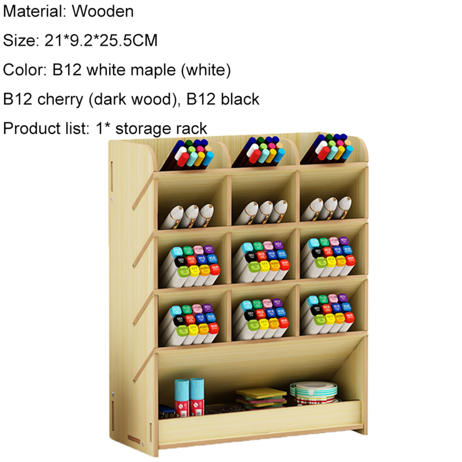 -NEW Wooden Desk Organizer Storage Rack with Drawer B12-Cherry Color 