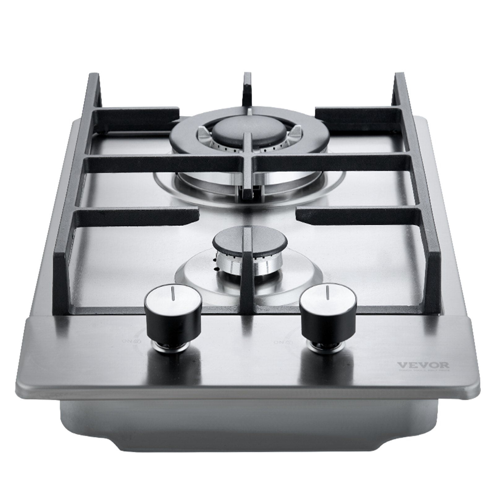 Gas Cooktop 12 inch, Max 12250BTU 2 Burners Built-in Stainless Steel Gas Stove Top, LPG/NG Convertible Dual Fuel Natural Gas Hob with Thermocouple Protection