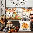 thumbnail image 3 of Fall 45*45cm Set of 4, Pumpkin Sunflower Decorative HolidayPillow Case 45*45cm Autumn Cushion Covers Thanksgiving Pillowcase for Indoor Home Bedroom, 3 of 4