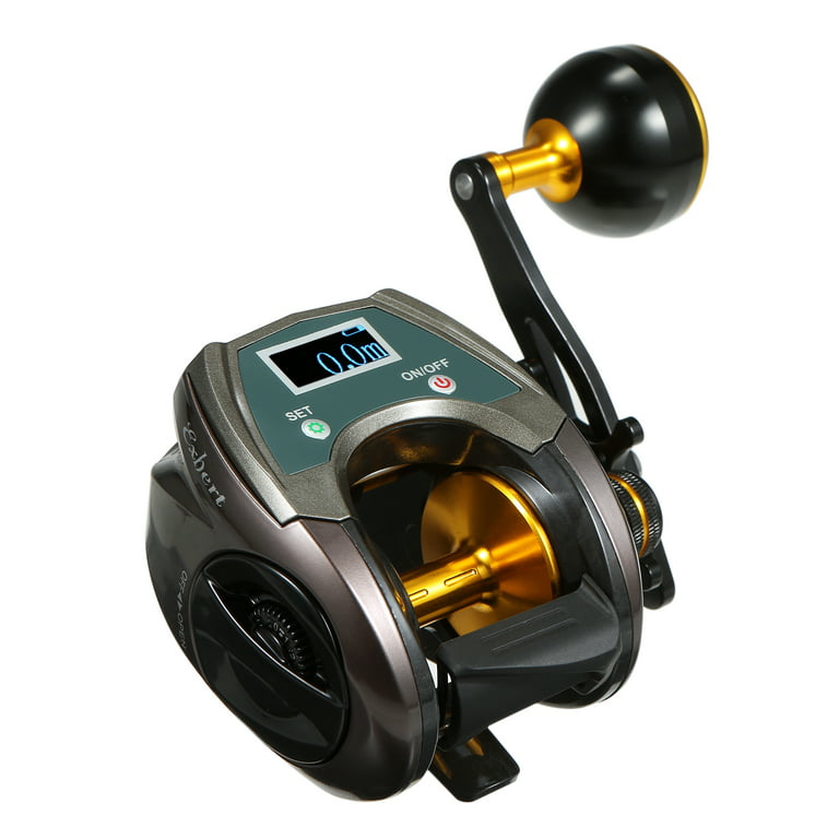 Exbert USB Rechargeable Carbon Fiber Baitcasting Reel 9+1bb Electric Fishing Reel with Display High Speed 6.4: 1 Gear Ratio Magnetic Brake System