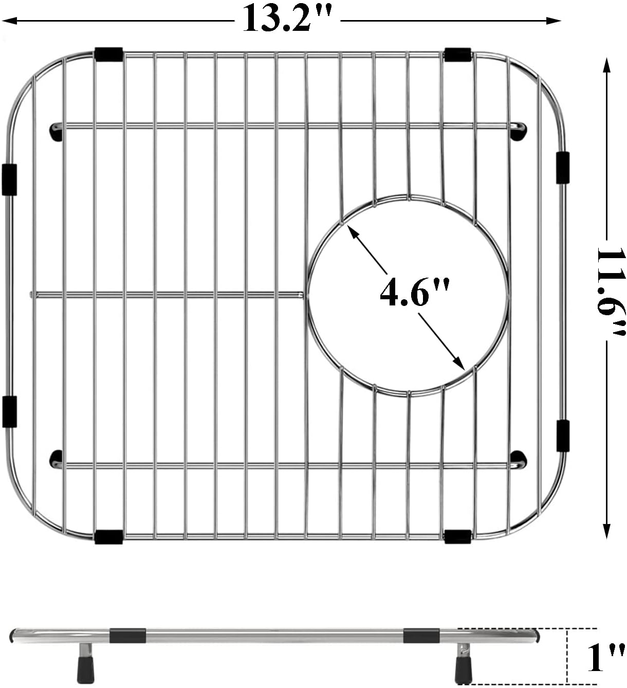 Sink Protectors for Kitchen Sink, Universal Double Bowl Sink Bottom Grid, Premium Stainless Steel Sink Protector Grid Grate Rack Rear Drain