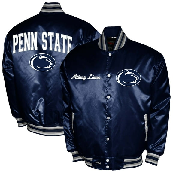 Men's Franchise Club Navy Penn State Nittany Lions Satin Full-Snap Jacket