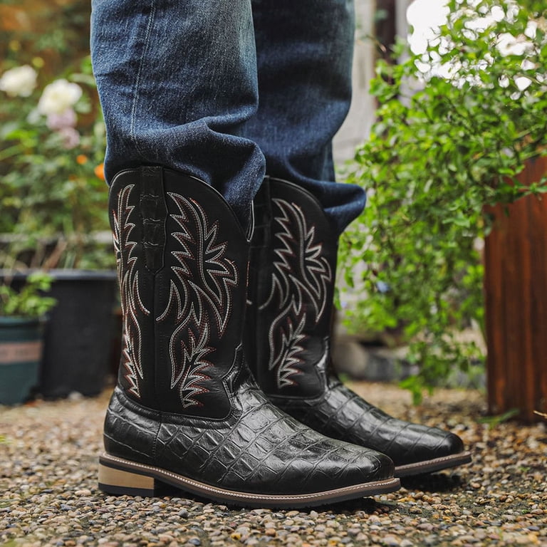 Mid PipeSquare Toe Wide Calf Pull On Boots Classic Retro  display picture 2
