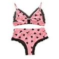 thumbnail image 2 of URMAGIC Sexy Lace Love Heart Print Underwear Set Wirefree Bra and Panty Lingerie Suit for Women, 2 of 4