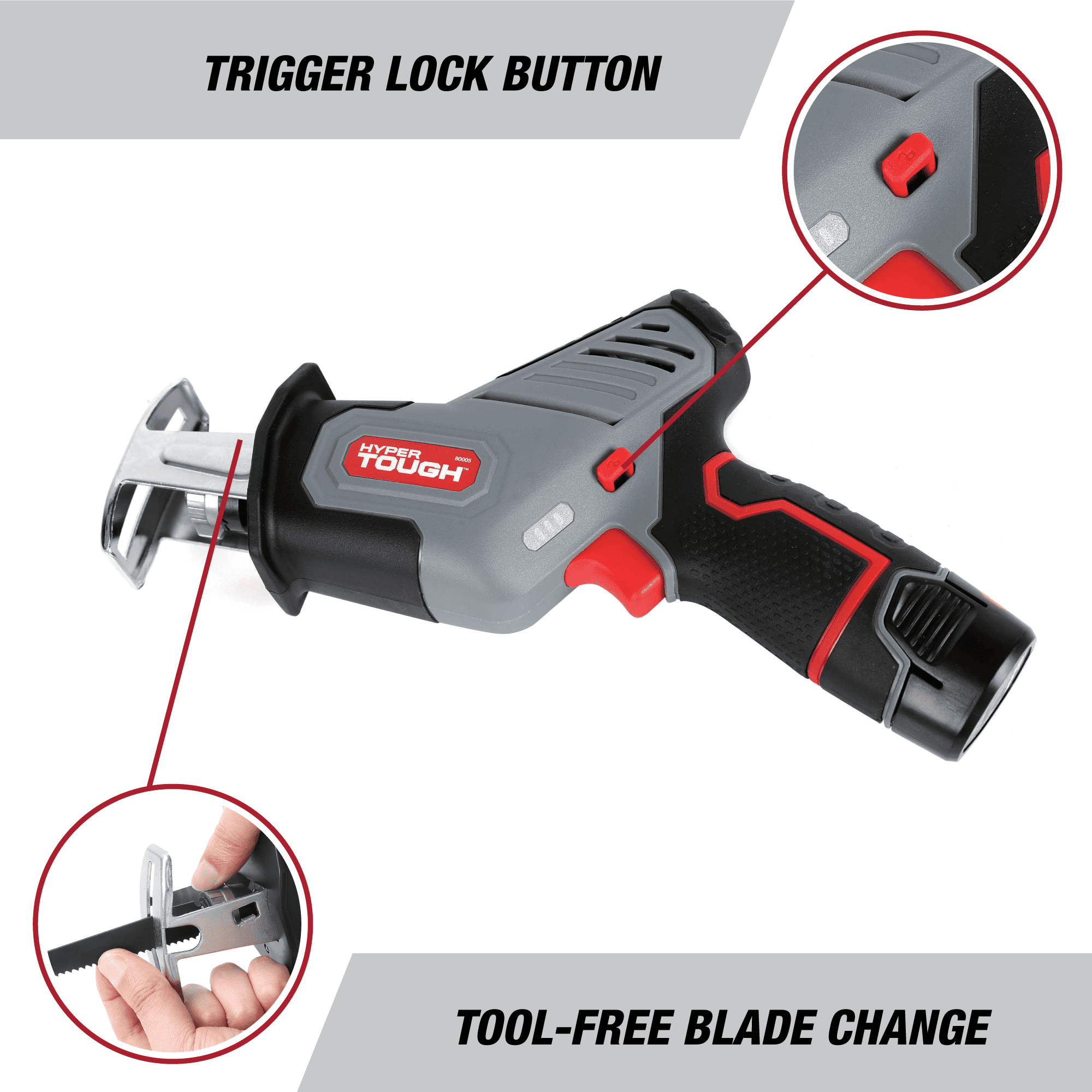 Hyper Tough 12V Max Lithium-Ion Compact Reciprocating Saw with 1.5Ah Battery and Charger