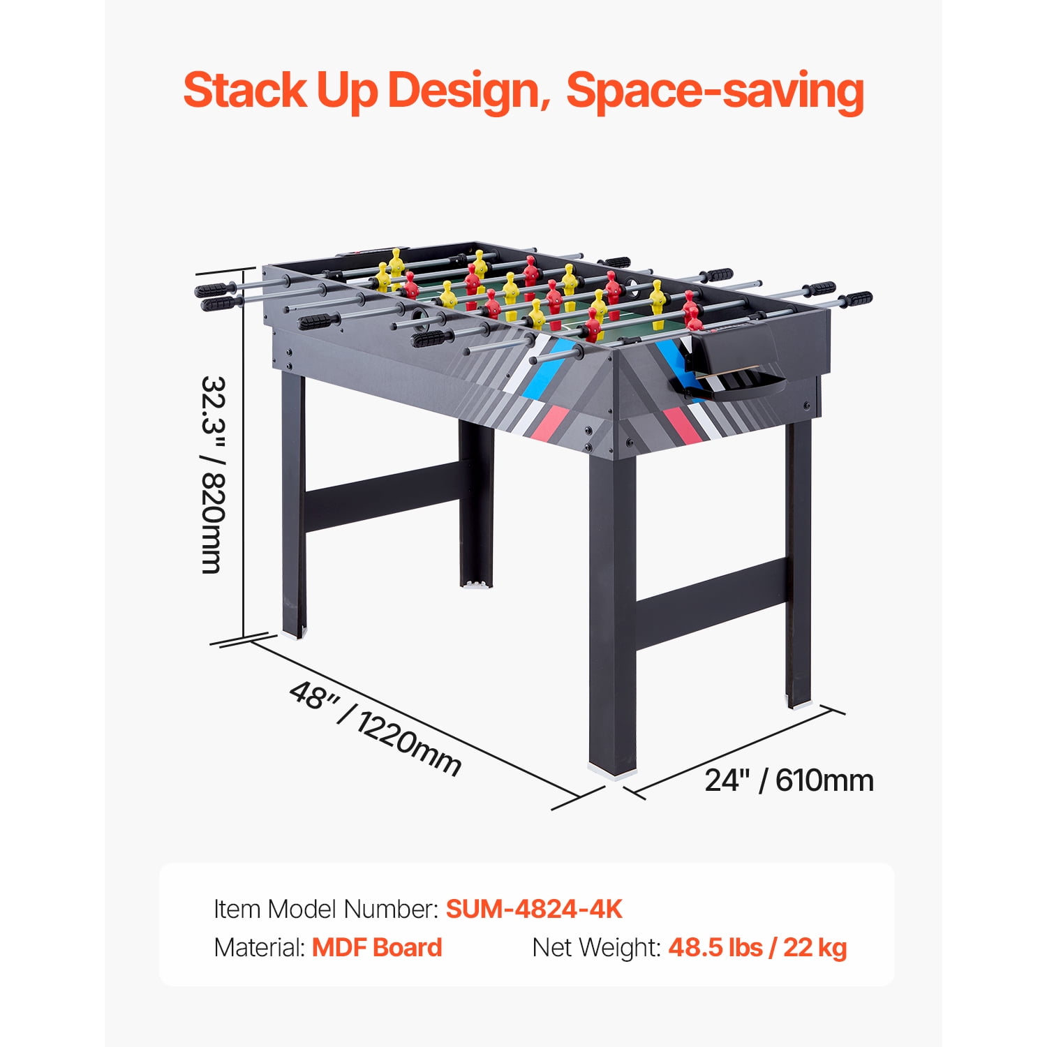 KFFKFF Quad-Function Game Table Kit, 48" Air Hockey Surface, Versatile Table Featuring Air Hockey, Pool, Foosball, Table Tennis, Pushers & Pucks, Recreational Arcade Table for Home Game Space