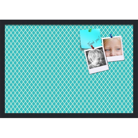 PinPix 26x18 Custom Cork Bulletin Board Neon Blue Diamond Poster Board Has a Fabric Style Canvas Finish Framed in Neon Blue Diamond by ArtToFrames (PinPix-350)