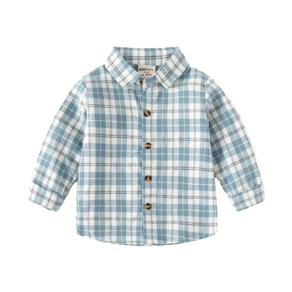 XBASW Kids Toddler Boys' Plaid Shirt Collar Button down Dress Shirts Long Sleeve Blouses for Boys Size 2-7Y
