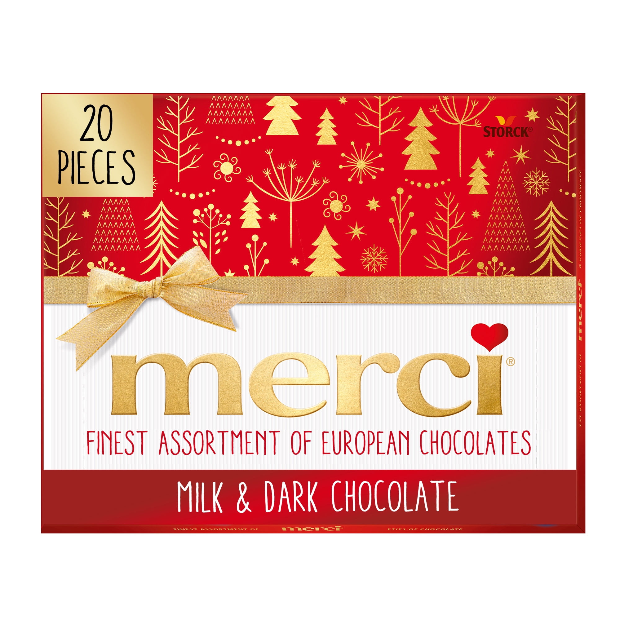 Merci Finest Assortment of European Chocolates, Holiday Candy Gift Box, Count per pack- 20 Count (8.8 oz)