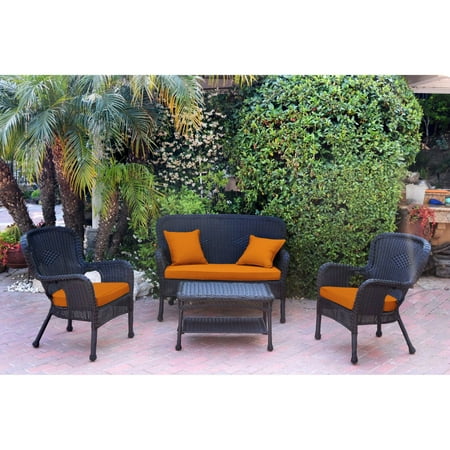 Ivory Seating Set - Jeco Windsor Resin Wicker 4 Piece Patio Conversation Set