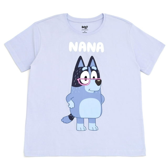 Camiseta estampada de manga corta Bluey Nana para mujer, talla XS