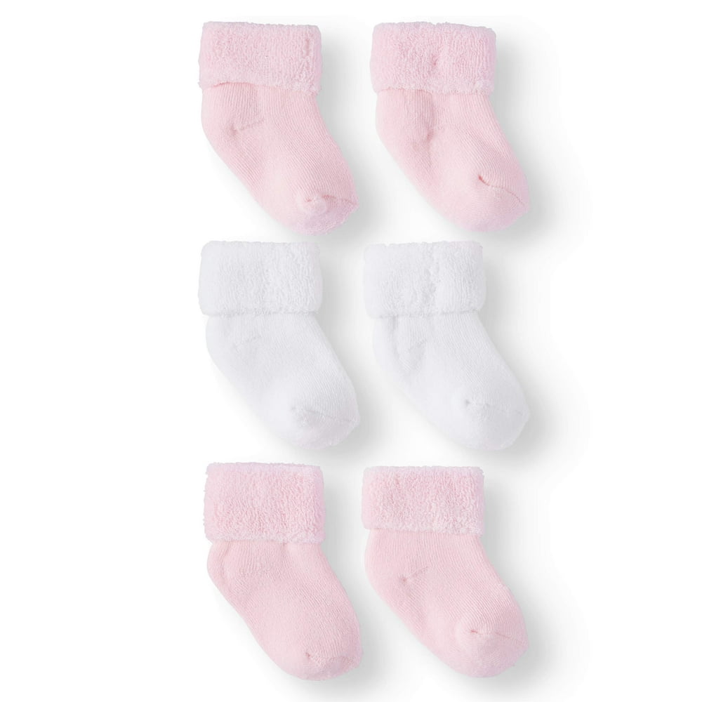 Jefferies Socks Jefferies Socks Baby Girls Soft Terry Cushion Turn Cuff Socks, 3Pack