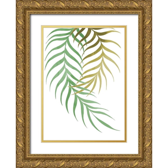 Artographie Studio 11x14 Gold Ornate Wood Framed with Double Matting Museum Art Print Titled - Palm Leaf