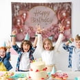 thumbnail image 5 of 1pc Metallic Pink & Gold Happy Birthday Backdrop - Polyester Party Flag, IndoorOutdoor Decoration, Glitter Cake Table Banner, Photo Booth, Party Supplies, Home Decor, 5 of 7