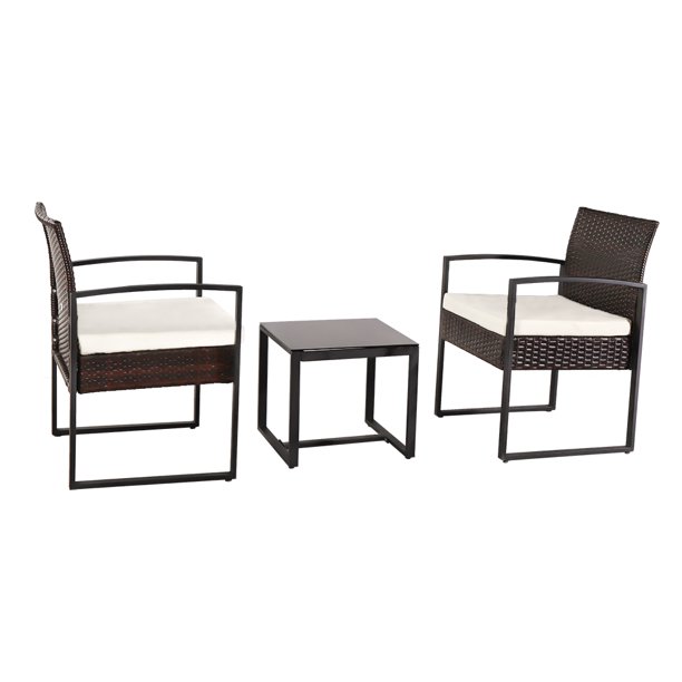 Clearance Patio Balcony Leisure Wicker Sets 3 Piece Rattan Patio Furniture With Weather Resistant Cushions And Sturdy Metal Table Outdoor Conversation Set For Garden Pool Backyard Brown S2275 Walmart Com Walmart Com